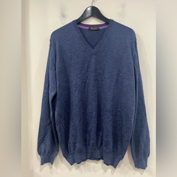 Sand Merino Wool Vneck Blue Sweater in Size CL - Picture 2 of 12